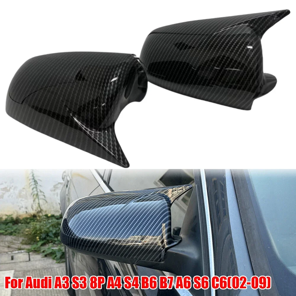 

Car Rearview Side Mirror Cover Wing Cap Exterior Door Rear View mirror cover For Audi A3 S3 8P 05-08 A4 S4 B6 B7 8E 8H A6 S6 C6