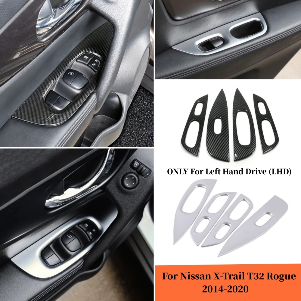 For Nissan X-Trail XTrail T32 Rogue 2014-2020 Car Door Window glass Lift Control Switch Panel Cover ABS Carbon Trim Accessories