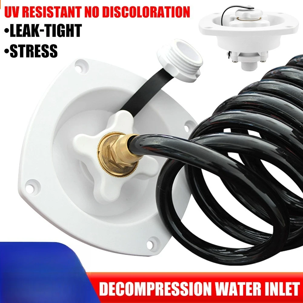 Caravan RV Mains Water Fill Inlet Filler Entry with Pressure Regulator, Universal Camper Trailer Water Inlet Plug Accessories