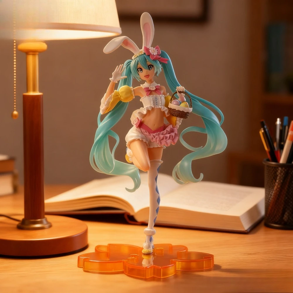 23CM Hatsune Miku Anime Figur Kawaii Pvc Modell Puppe Action-figuren Kaninchen ohren Sammeln ornamente Weihnachten Spielzeug geschenke