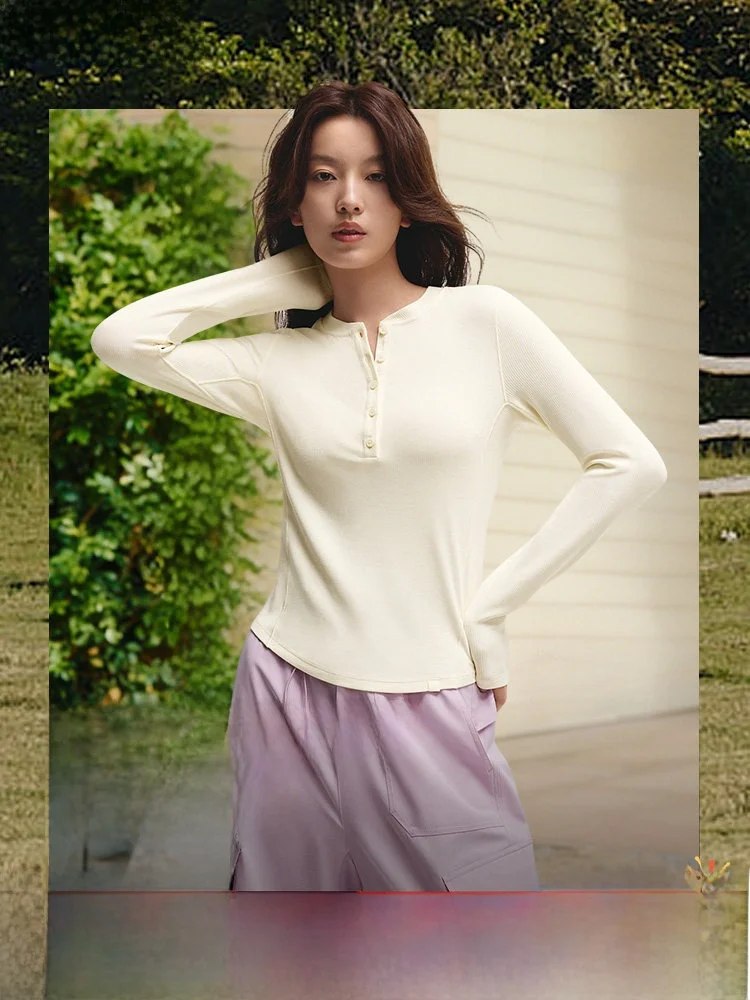 

Женская облегающая футболка с длинным рукавом и V-образным вырезом, базовый слой, белый топ в стиле Генри Слэй, для повседневной носки, осенне-зимняя мода