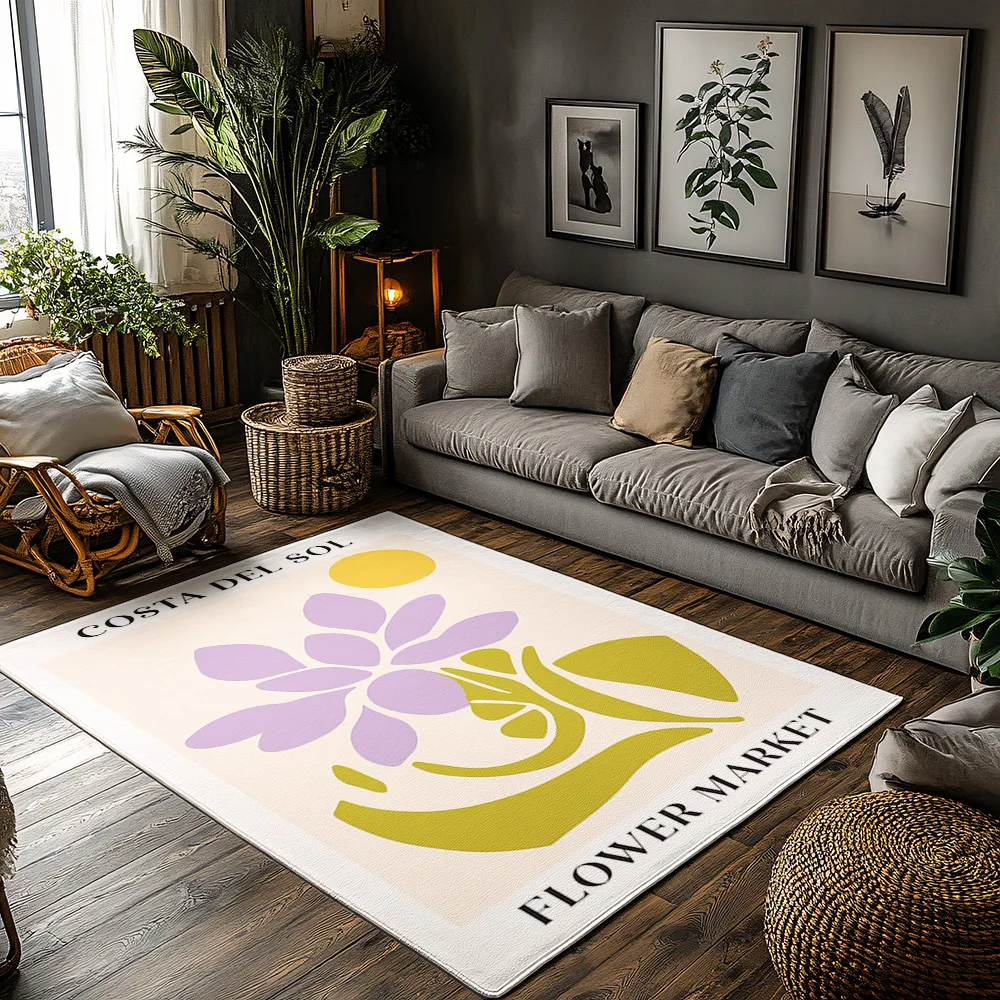 سجادة منطقة الأزهار قابلة للغسل وغير قابلة للانزلاق، سجادة تجريدية حديثة لغرفة المعيشة وغرفة النوم، سجادة أرضية لديكور المنزل، سجادة داخلية وخارجية #1