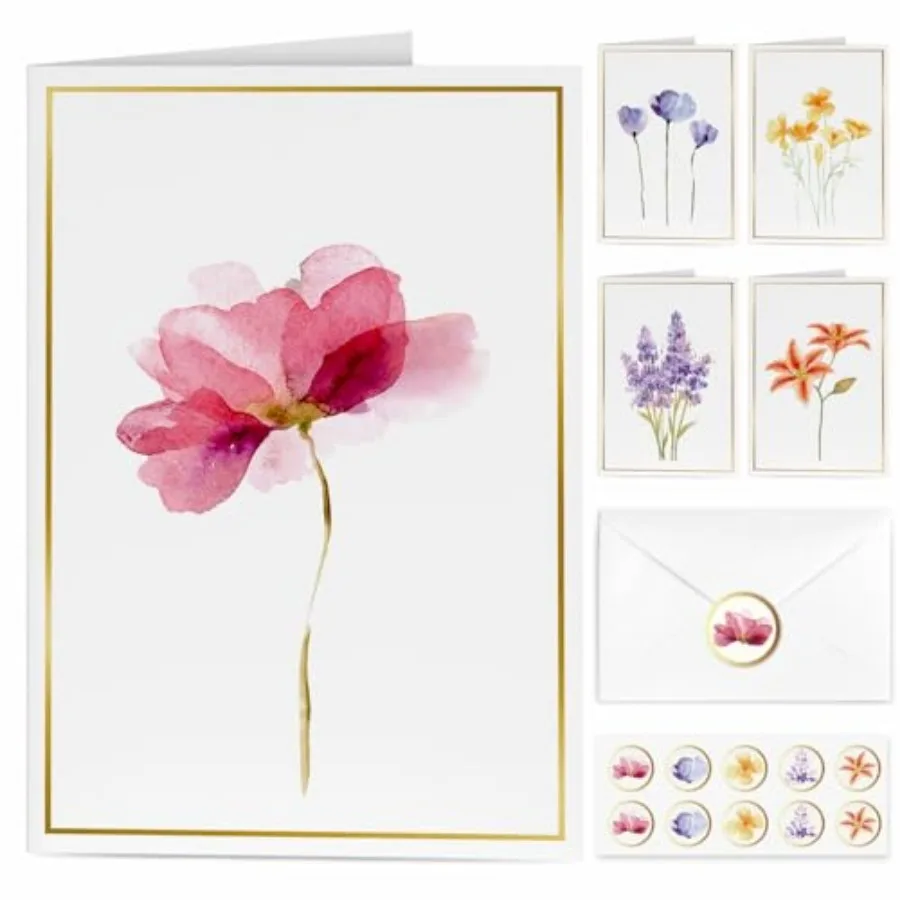 Blank Cards, 30 Pack Blank Greet Cards, Elegant Gold Foil Blank Note with Envelopes, Perfect Stationary Set For All Occasions,