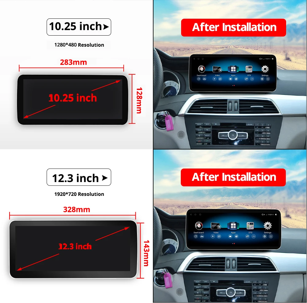 TOPGUIDE 10.25'' Android 12.0 Carplay Auto Car Radio For Mercedes W204 W205 2008-2018 GPS Stereo Multimedia Player DSP WiFi 4G