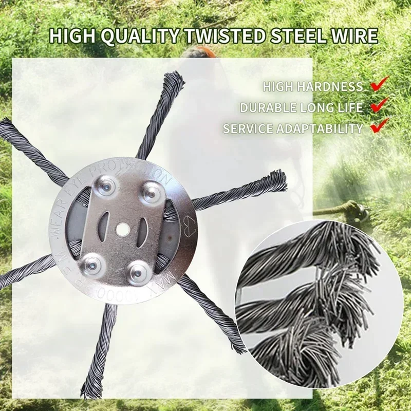 

Steel Wire Weed Brush Cutter Trimmer Head Electric Weed Blades Head Wired Trimmer Head Replacement Weed Wackers Attachment