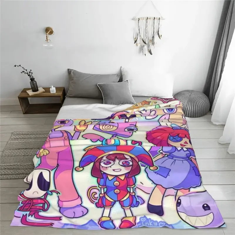 Anime The Amazing Digital Circus Blankets Fleece Spring Autumn Multi-function Ultra-Soft Throw Blanket for Sofa Travel Bedspread