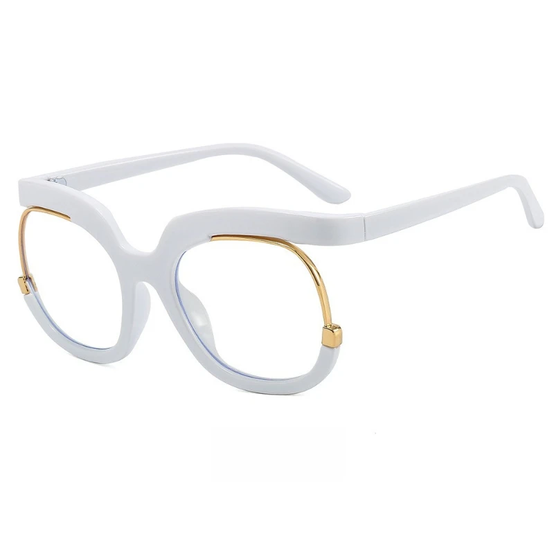 Neutral Fashion Round Oversized Reading Glasses Unique Frames New Style Fashionable HD Blue Light Blocking Hyperopia Glasses+4.0
