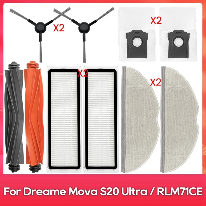 สําหรับ Dreame Mova S20 Ultra/RLM71CE อะไหล่หลักแปรงด้านข้างกรอง Mop Pad ถุงเก็บฝุ่นอุปกรณ์เสริม