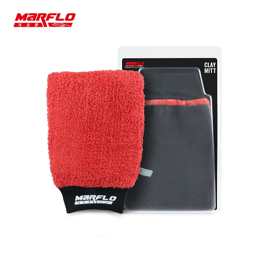 Marflo Tar Spot Remover Cuff Magic Clay Mitt Coral Fleece Towel Gloves Detailing Tools Car Cleaning Care Magic Clay Bar