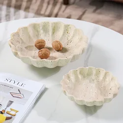 Natural Marble Travertine Storage Tray Petal Shape Fruit Trays Household Living Room Coffee Table Tabletop Ornaments Home Decor