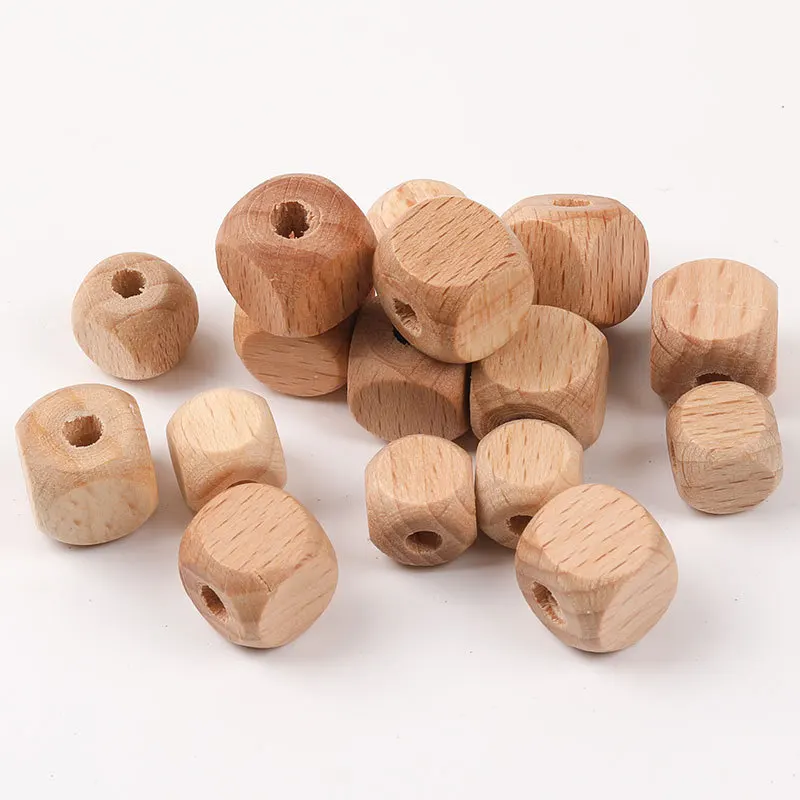 50pcs Square Wooden Beads Beech DIY Bracelet Making Beads Spacer Beads Child Jewelry