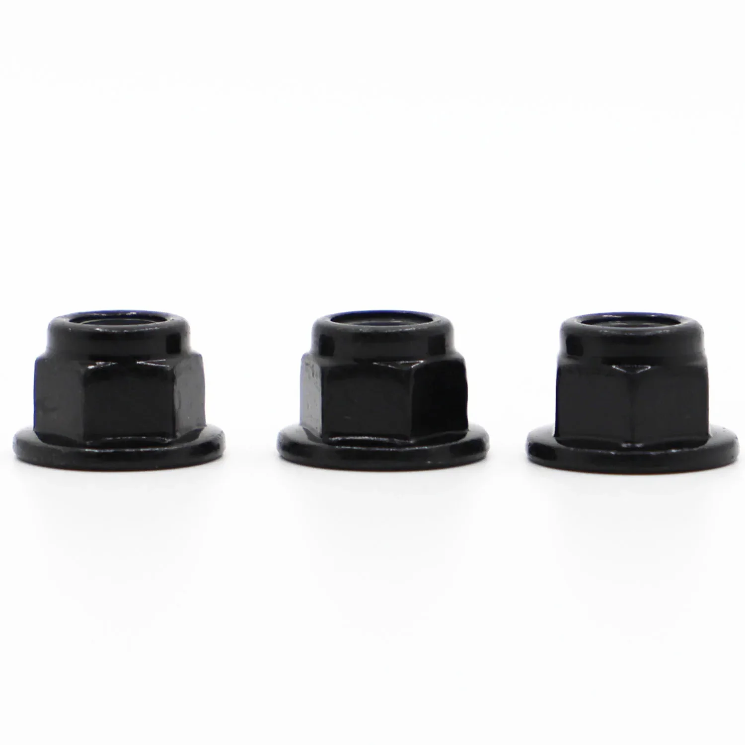 10pcs M3 M4 M5 M6 M8 Black Carbon Steel Hex Flange Nylon Insert Lock Nut Self-locking Nylock Locknut