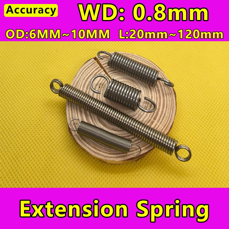 

Tension spring Wire diameter 0.8mm 304 Stainless Steel S Hook Round hook Coil Pullback Extension Tension metal Spring wire