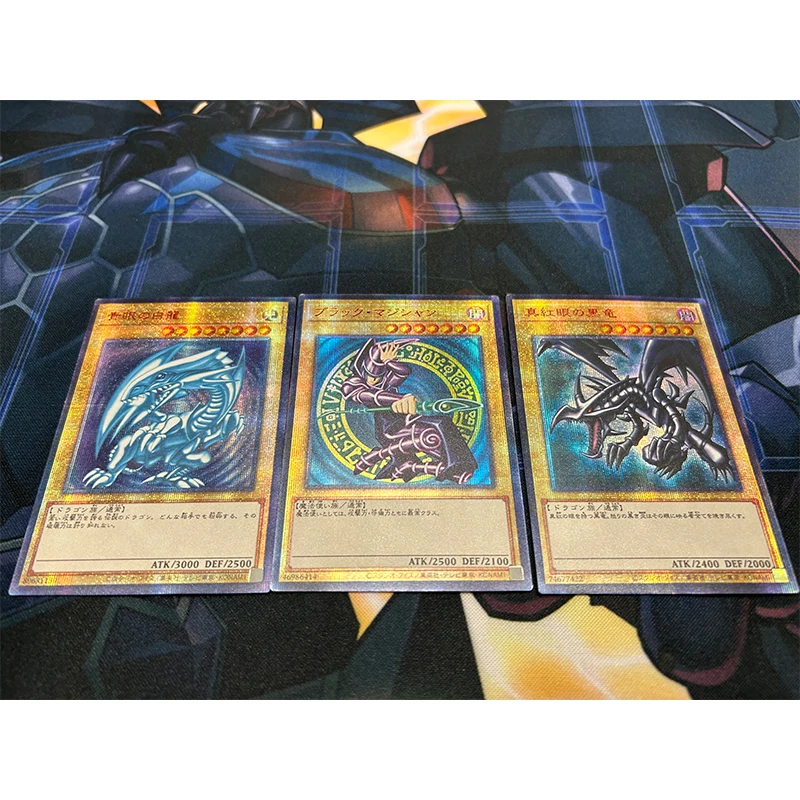 3PCS Yu-Gi-Oh! DIY Anime Game Collection Card Blue-Eyes White Dragon Black Magician Red-Eyes Black Dragon Festival gifts