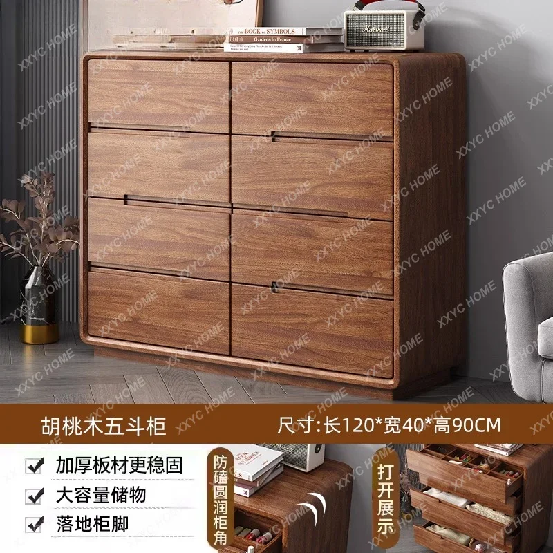

GGBedroom locker living room wall walnut storage drawer chest of drawers