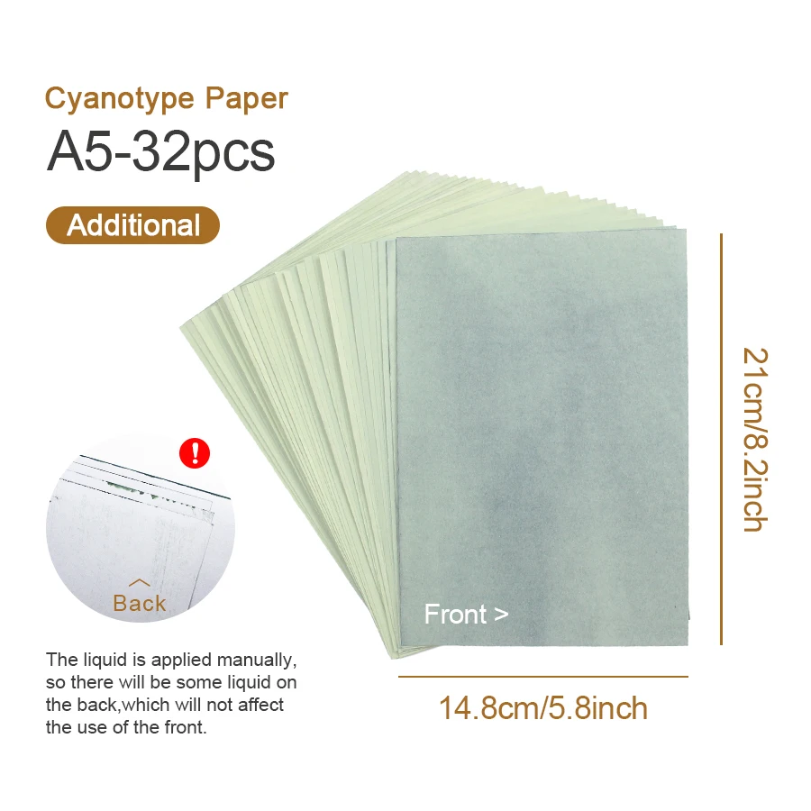 Sun Print Cyanotype DIY Kit A5 Full Set and Refill Pack Optional Light Sensitive Art Paper for Handmade Lovers Creation