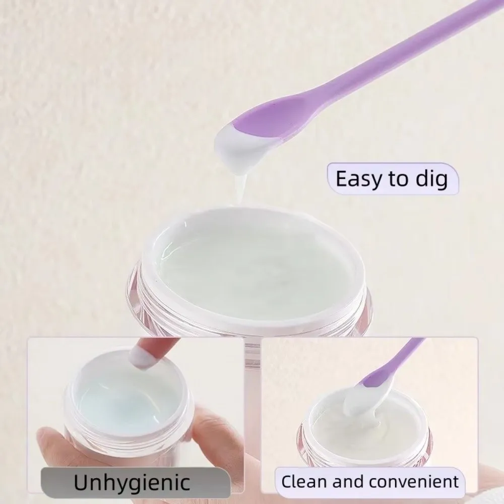 3pcs Portable Mini Silicone Scraper Double-head Lengthened Face Mask Brush Soft Jam Scraping Spoons Makeup Brushes Set