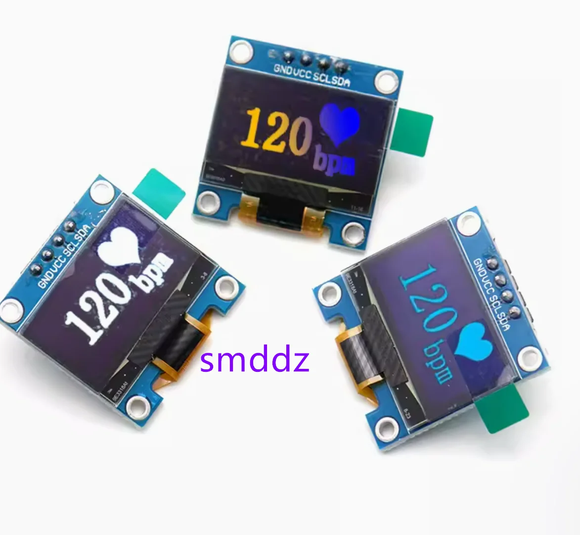 5pcs   0.96 inch OLED IIC communication 12864 LCD screen OLED display screen with 4 pins, 4 pins, blue, white, yellow, blue