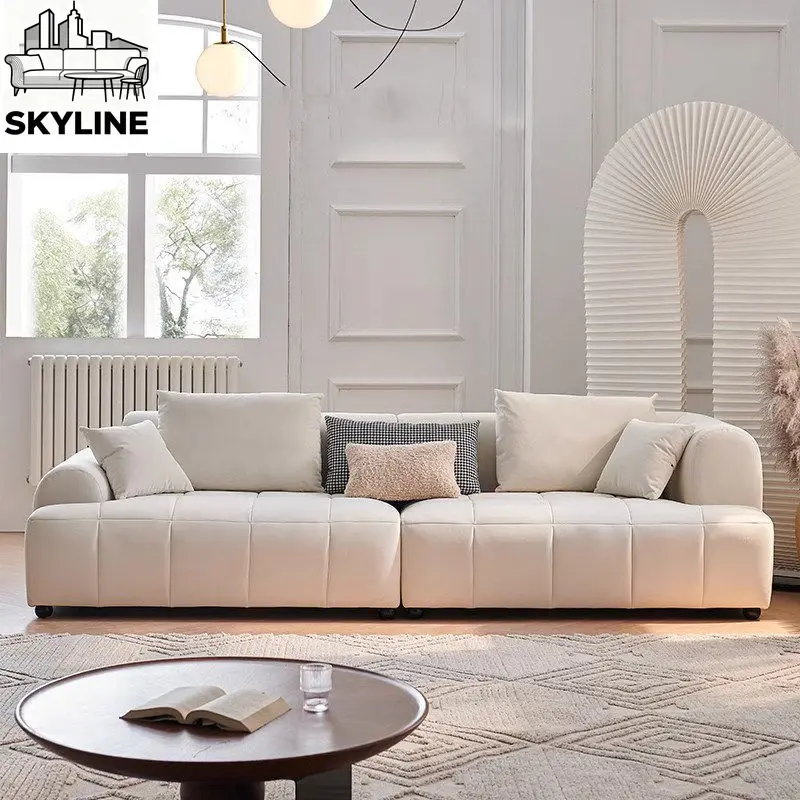 Minimalist Bread Straight Sofa for Small Apartment Clothing Store Beauty Salon Homestay