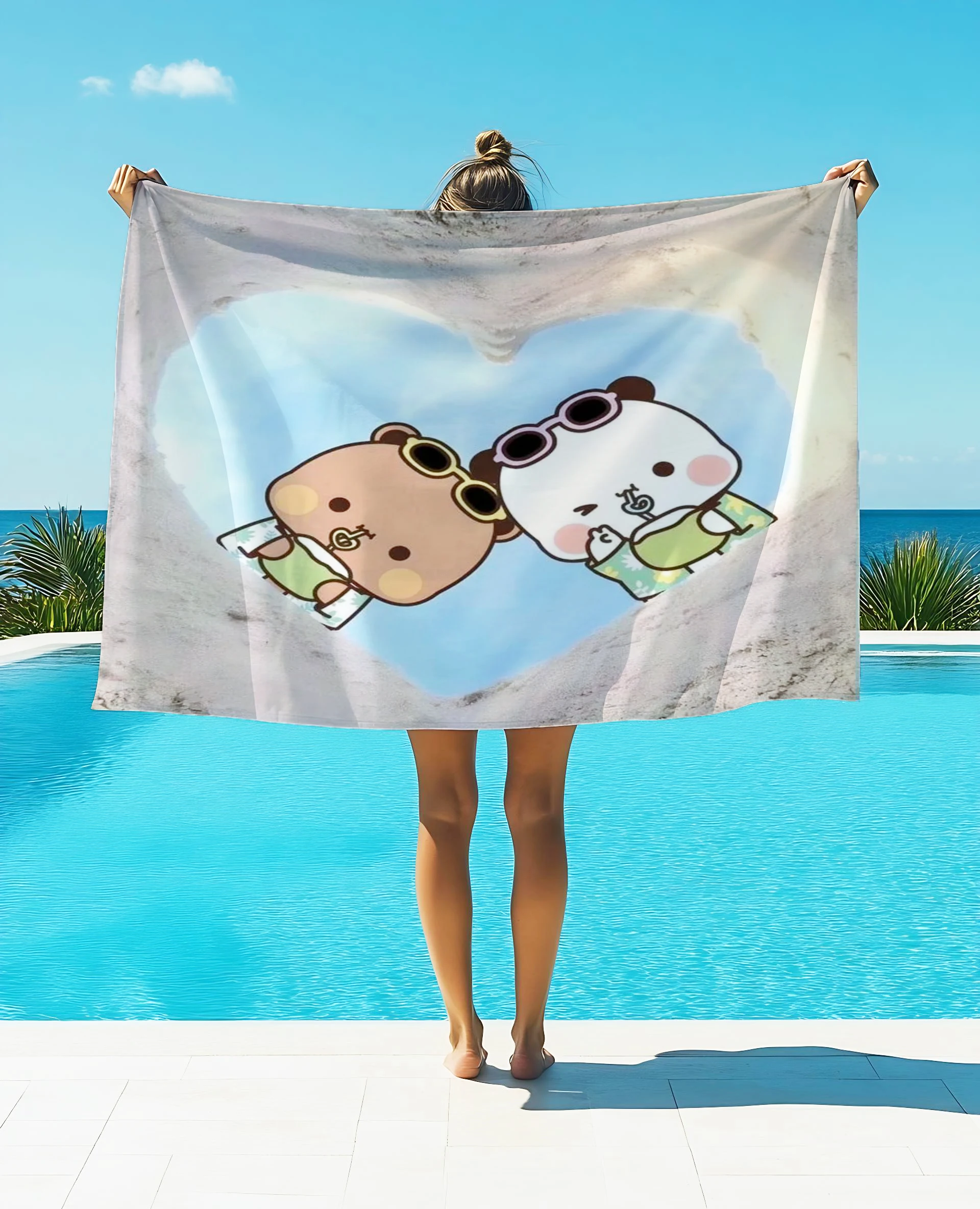 Bubu Dudu Panda Bear Soft Printed Towel Flannel Towel Quick-drying Double-sided Velvet Absorbent Towel Bath Wash Face Towel