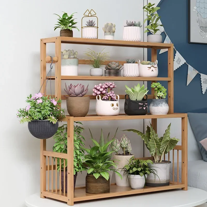 

Simple Desktop Plant Stand Living Room Bamboo MultiLayer Seasoning Rack Home Office Storage Organizer Compact and Functional