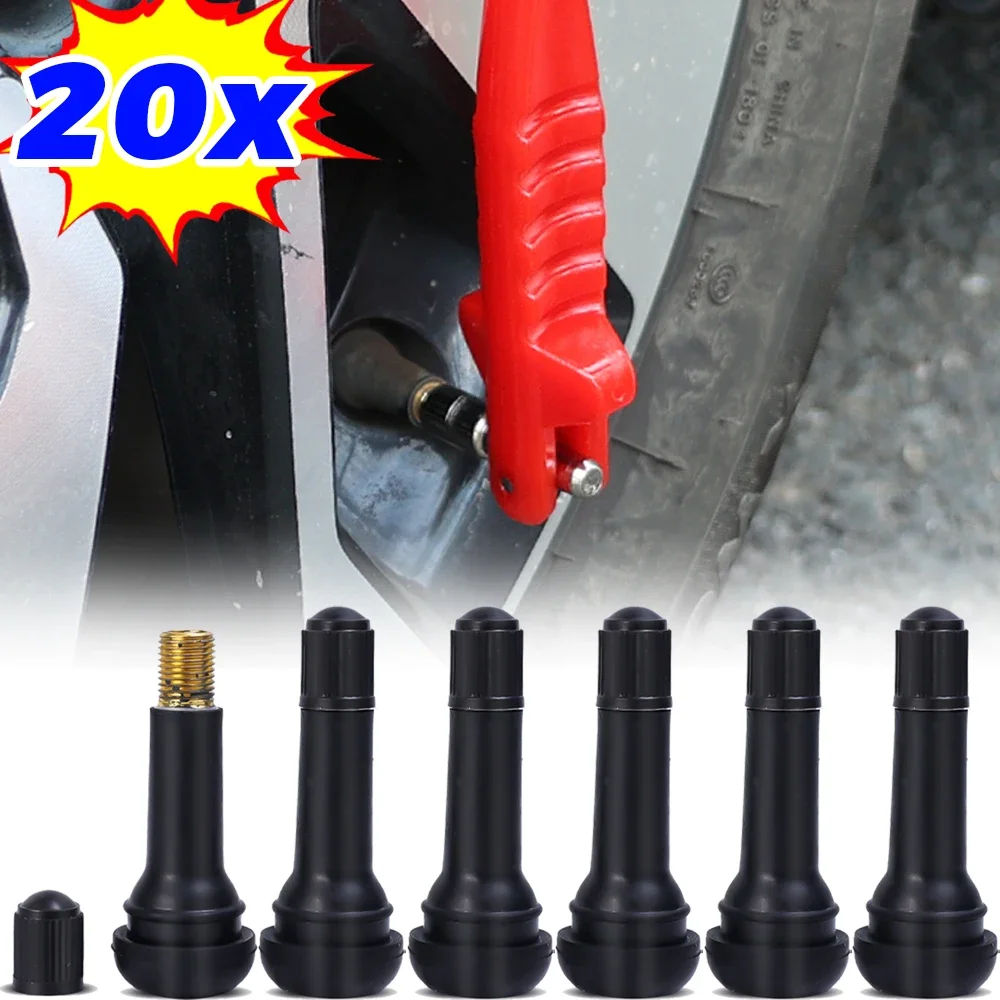 

TR413 TR414 Vacuum Tire Valve Nozzle with Dust Cap Car Motorcycle Bicycle Snap-in Tubeless Tyre Rubber Valve Replaceable Parts