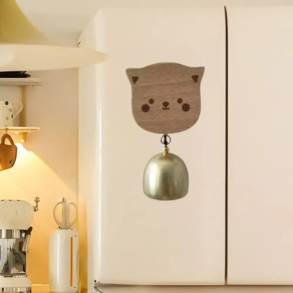 Opening Reminds Japanese Style Wooden Door Bell Rabbit/Cat Shape Self-Adhesive Bear Doorbell Cartoon Hanging Wind Chimes Garden