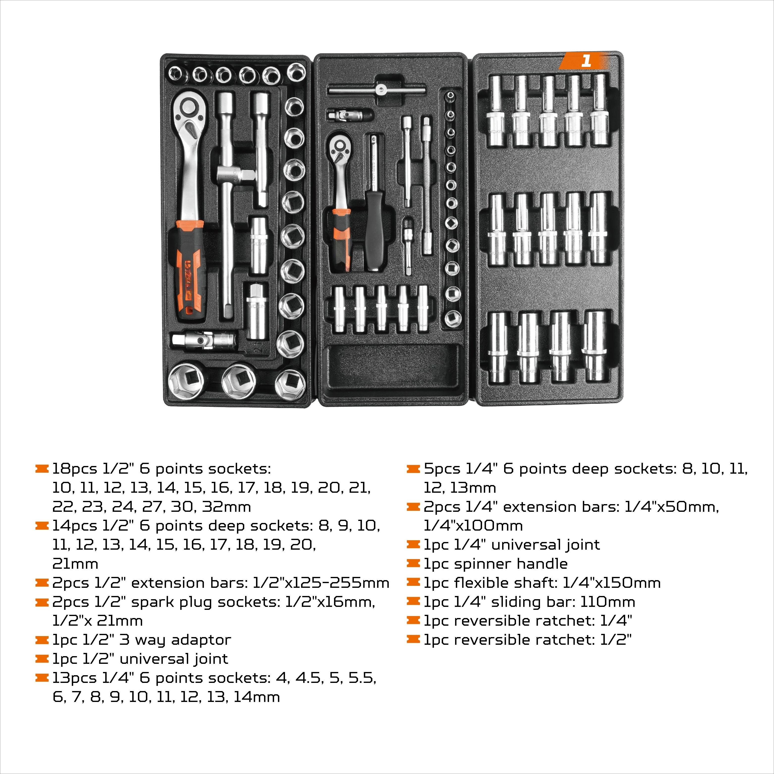 WOKIN 901510 Mechanic Tools Auto Kit Industrial 163pcs Roller Cabinet Hand Tools Set