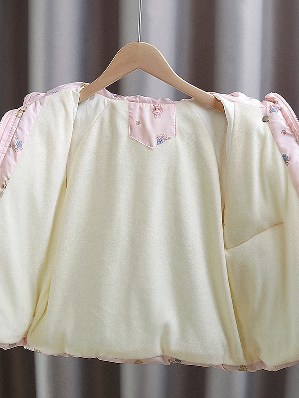 เสื้อโค้ทเด็กผู้หญิง ผ้าฝ้ายเทียม ลายการ์ตูน สำหรับฤดูหนาว บุขนด้านใน ทรงหลวม สไตล์หวาน