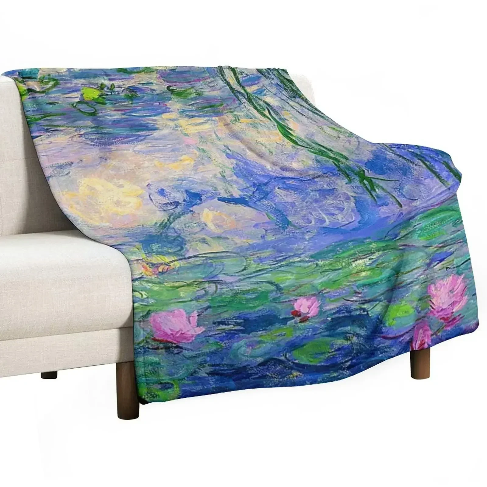 Water Lilies - Monet Throw Blanket Camping Plush Soft Plaid Quilt Decorative Sofas Furry Blankets