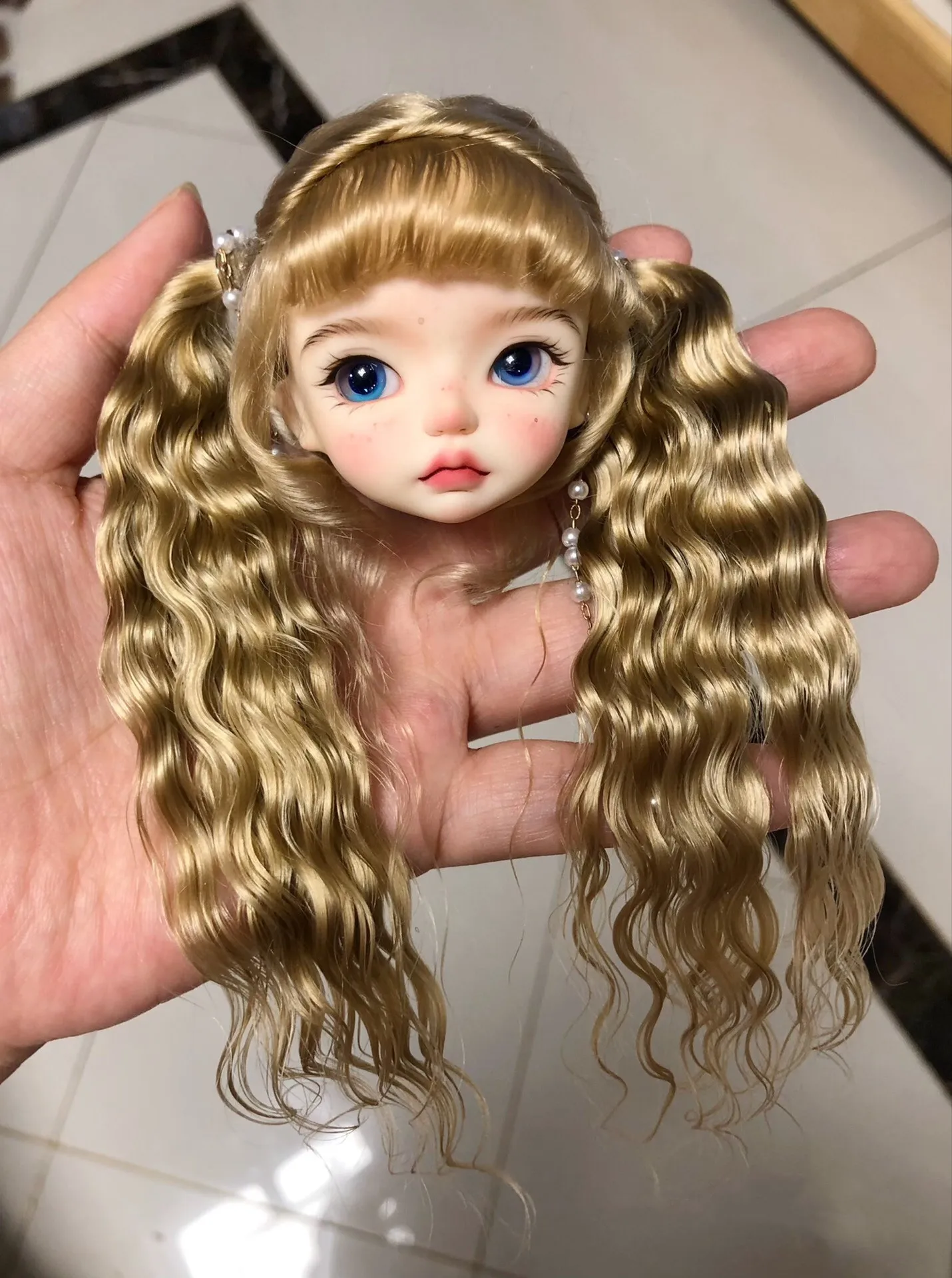 

OB11 doll hair hard head shell wig, long hair 1/8 BJD doll mohair free shipping