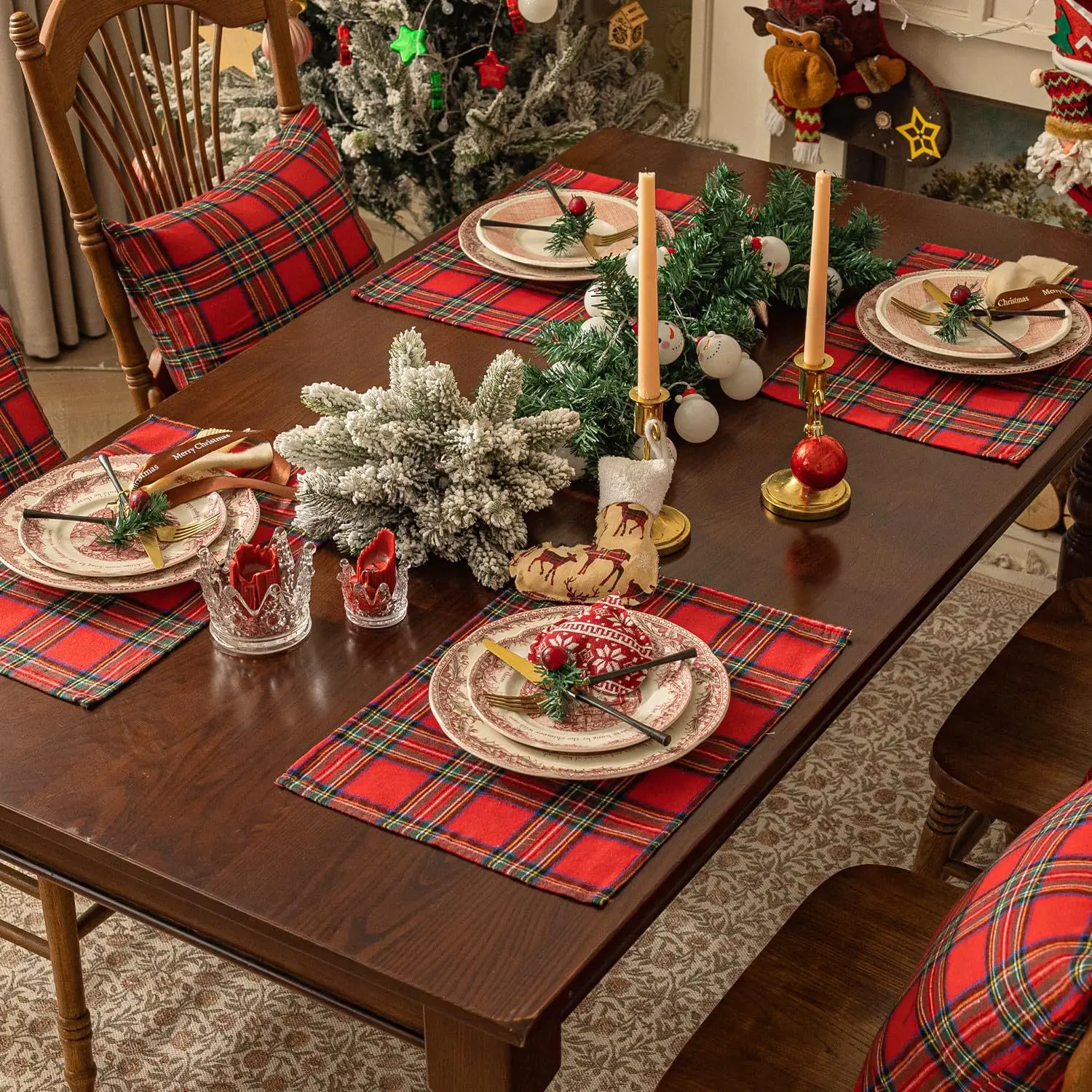 Christmas Red and Black Durable layers Placemat, 30x45cm Food Photo Background Cloth ,Kitchen Table Cloth Napkins
