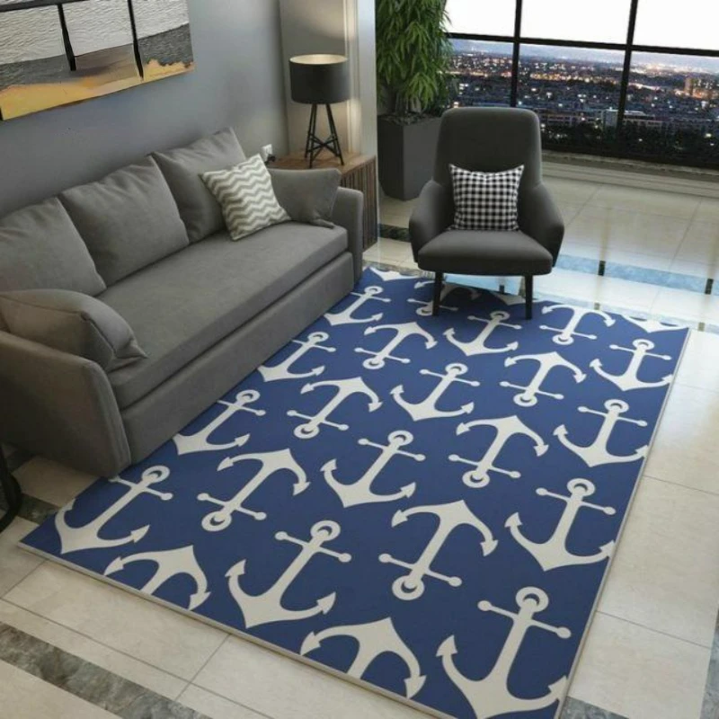 

Nordic Style Marine Style Fan Mediterranean Carpets for Living Room Sofa Coffee Table Bedroom Bedside Floor Mat Kids Room Rugs