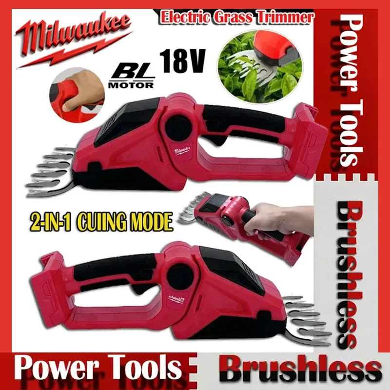 

Milwaukee Cordless Hedge Trimmer 2 in 1 Electric Grass Trimmer Bush Trimmer Grass Shears Handheld Garden Tool For 20V Battery