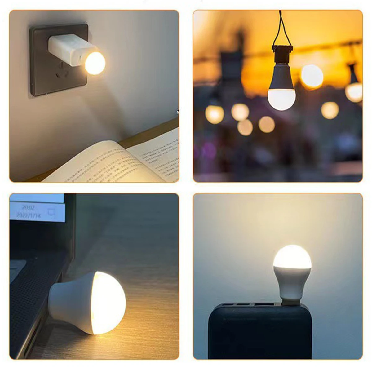 USB Night Light Mini LED Lights Cool White Portable Home USB Night Book Light Reading Computer Powered Interior Lighting Table