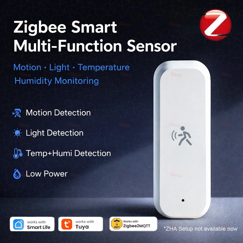 Zigbee 3.0 10G MmWave Human PIR Motion Sensor With Temperature Humidity Illuminance Monitor Support Tuya Smart Life Zigbee2MQT
