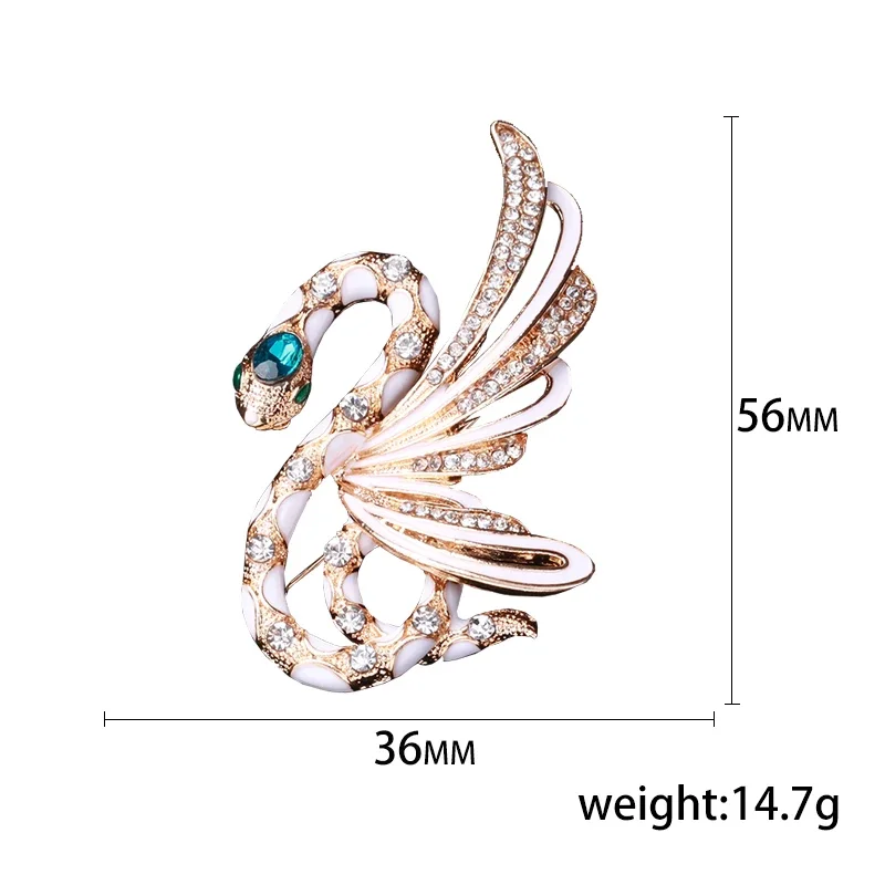 Blucome Enamel Snake With Wings Shape Brooch KitKat Design Gold Color Alloy Metal Brooches for Women Girls Hijab Pins