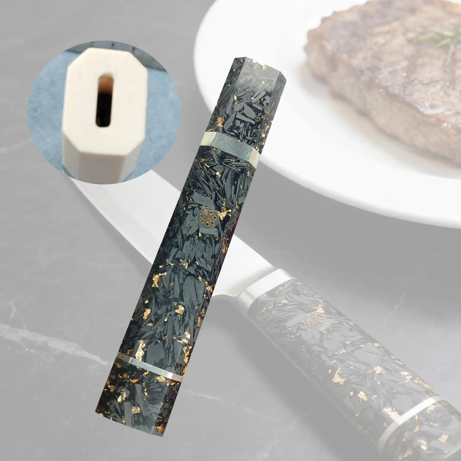 

Kitchen Knife Handle,Octagonal Handle Ergonomics Grip Craft Supplies Gadget Replacement Chef Knife Repair for Sashimi Tool