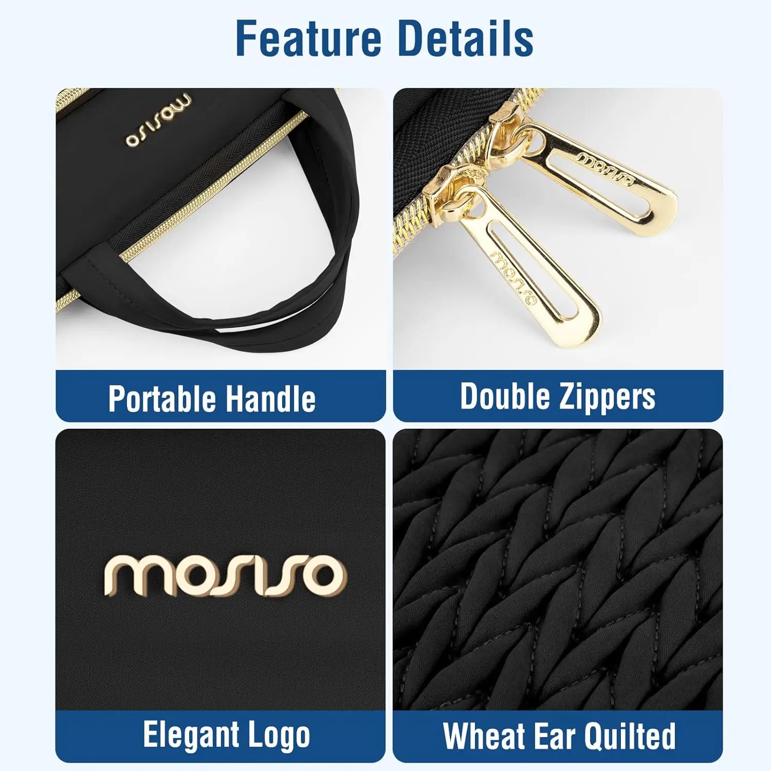 حافظة كمبيوتر محمول MOSISO مقاس 16 بوصة 13.3 بوصة حافظة كمبيوتر محمول لجهاز MacBook Pro 16 14 Air 15 13 حقيبة حمل مبطنة على شكل أذن القمح #4