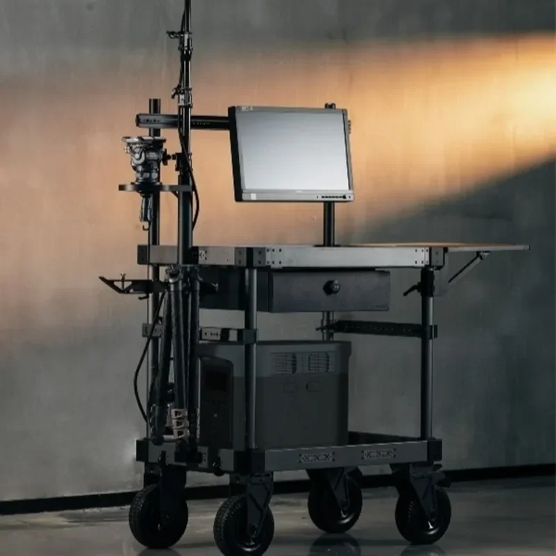 Photographic equipment trolley, video cart mobile workstation