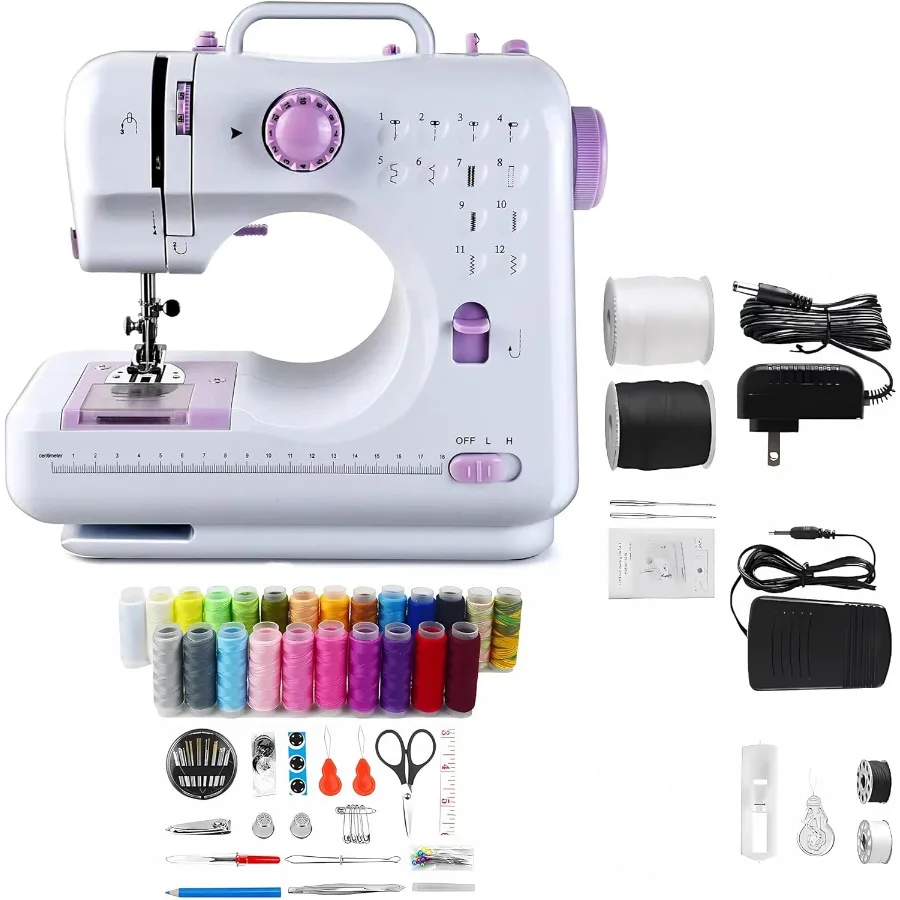 

Sewing Machines Mini Sewing Machine Electric Portable Sewing Machine For Beginners 12 Stitch Dual Speed With Foot Pedal and Sew