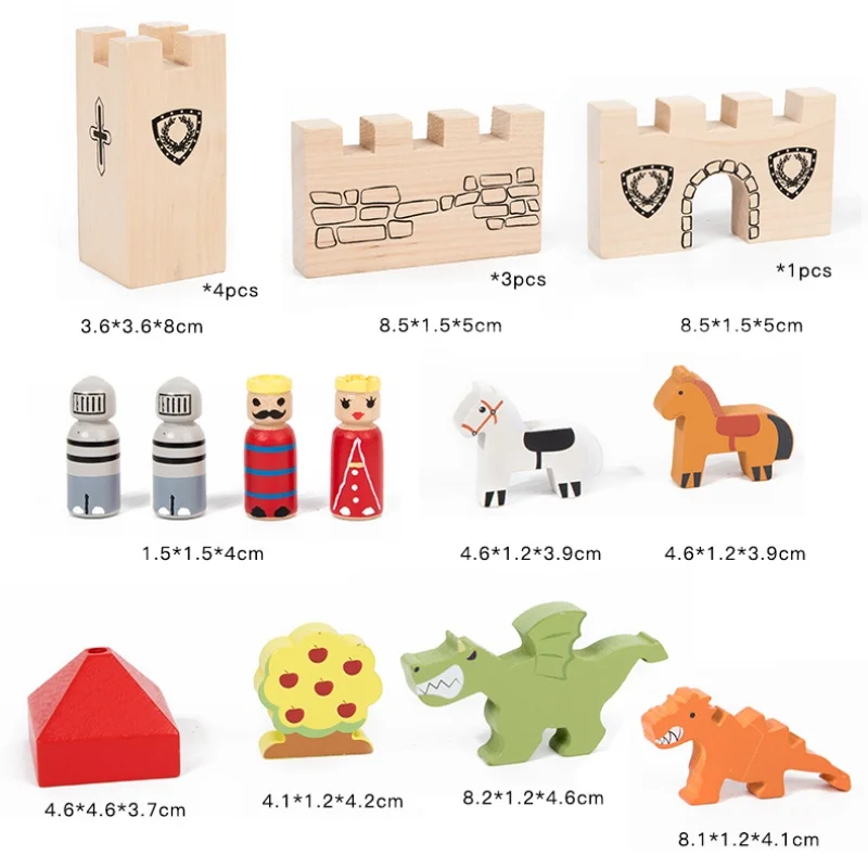 مجموعات مكعبات بناء مونتيسوري ألعاب مكعبات البناء المكدسة على شكل قلعة للأطفال هدايا عيد الميلاد لعبة منطقية وإبداعية ذاتية الصنع #6