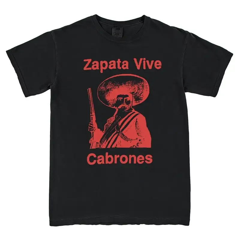 New Rare Zapata Vive Cabrones Zapatista Revolucion Sub Comandante Marcos EZLN Emiliano Retro T Shirt Vintage Style