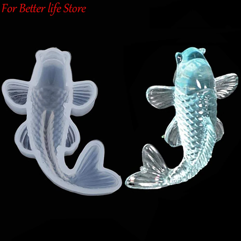 1PCS DIY Crystal Epoxy Resin Mold Mirror Goldfish Three-dimensional Koi Silicone Mold