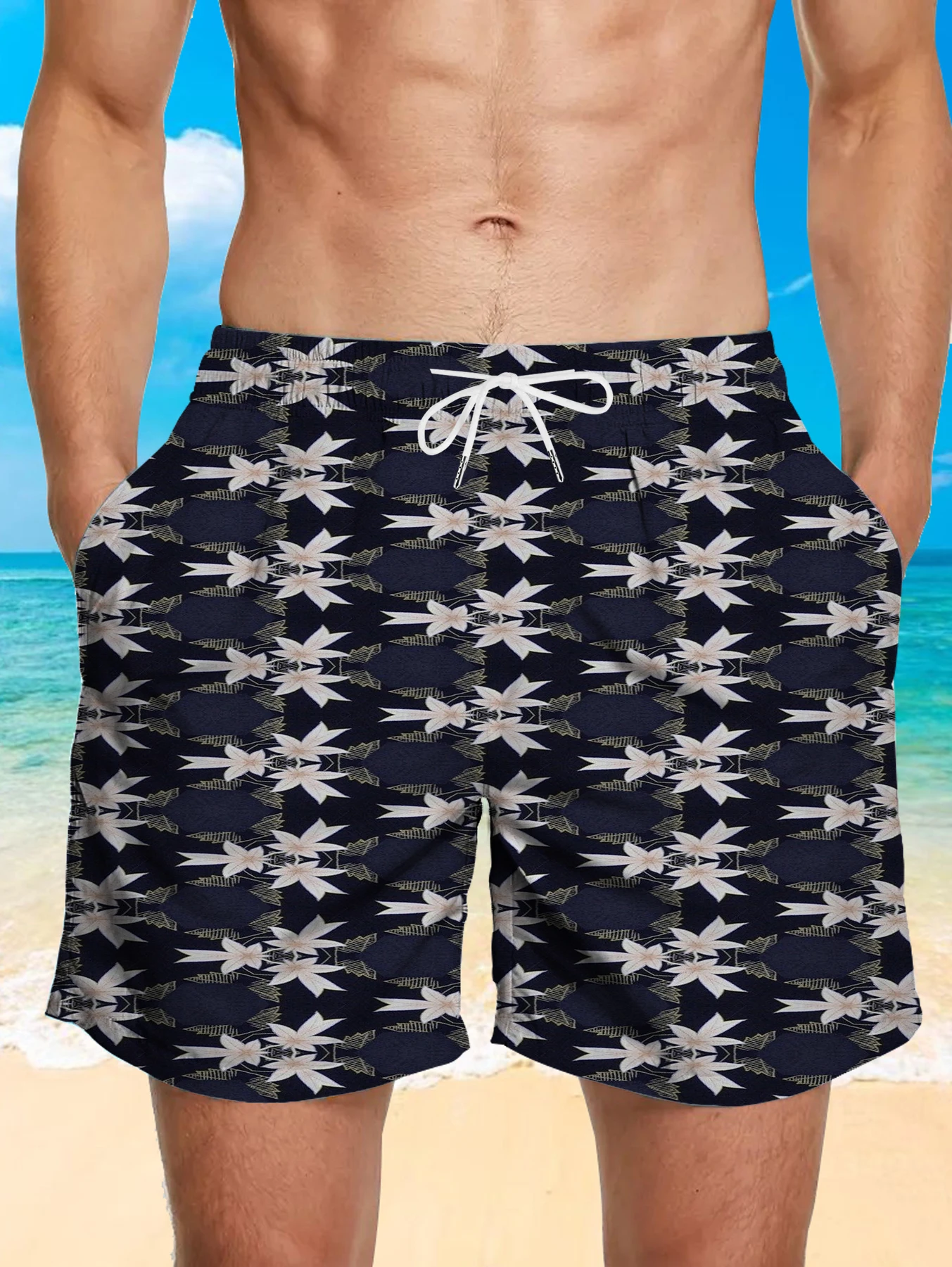 

Men's Casual Print Shorts Summer Beach Daily Wear Lightweight Comfortable Shorts with Pockets