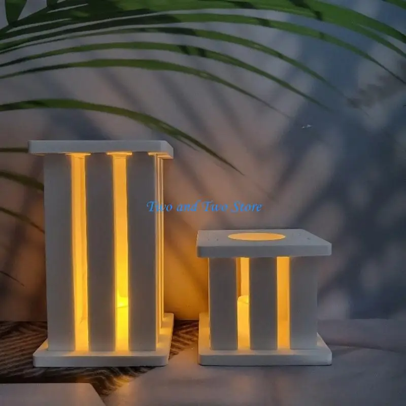 HX6F قالب حامل شمعة سيليكون قالب الشمعدان قوالب ديكورات المنزل الزخرفية #4