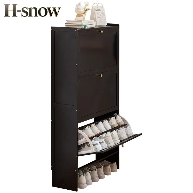 Ultra Thin Flip Down Shoe Cabinet, Space Saving Large Capacity Entryway Shoe Storage Rack