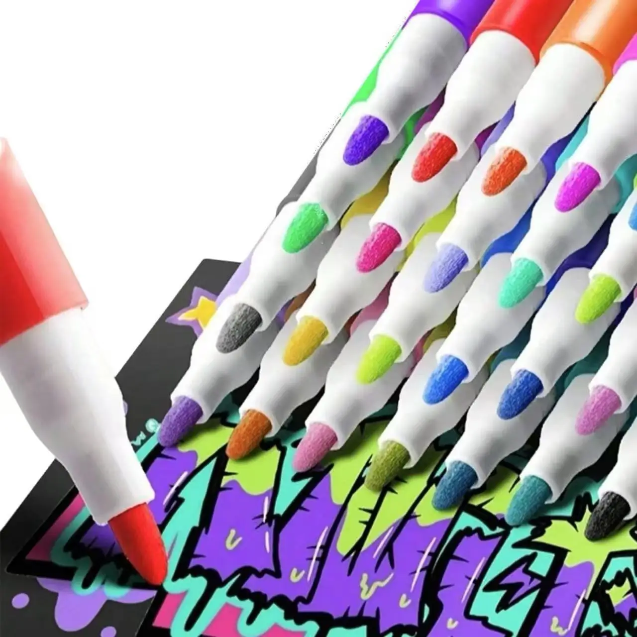 

12/48PCS Acrylic Pigment Marker Pens – Non-Bleeding, Multi-Surface Use for Rock Painting, Wood, Canvas, Plastic, Metal & Stone