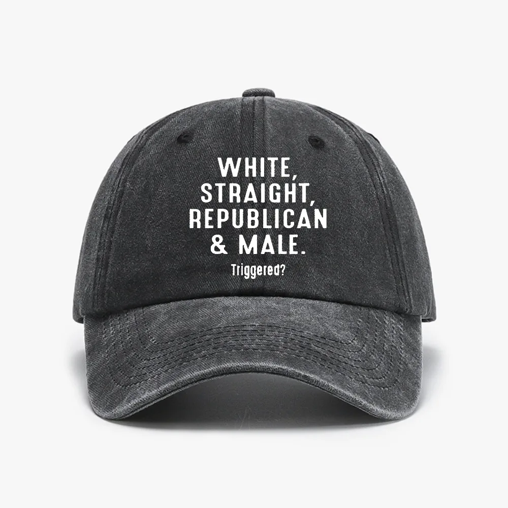 

White Straight Republican Male Triggered Pro Conservative cap Washed soft top Distressed Denim Baseball Caps sun Snapback hats