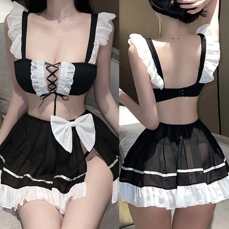 Robe de lingerie sexy en dentelle pour femmes, tenue de demoiselle d'honneur, cosplay coquine, nuisettes, lingerie 7.0